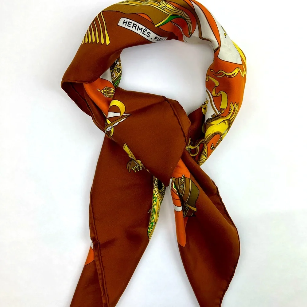 HERMES ARMADA Carre 35”35”/90cm Multicolor 100% Silk Scarf (A12)